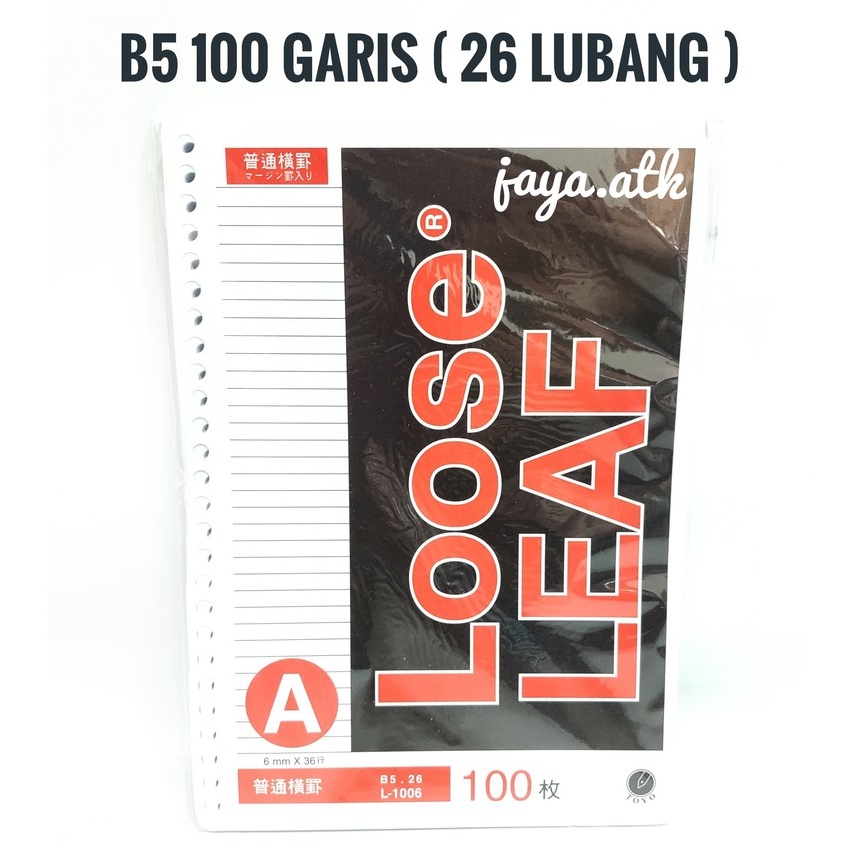 

Super KERTAS BINDER NOTE LOOSE LEAF B5 1 GARIS 26 RING LUBANG LOOSE LEAF B5 26 LUBANG 1 GARIS TOYO