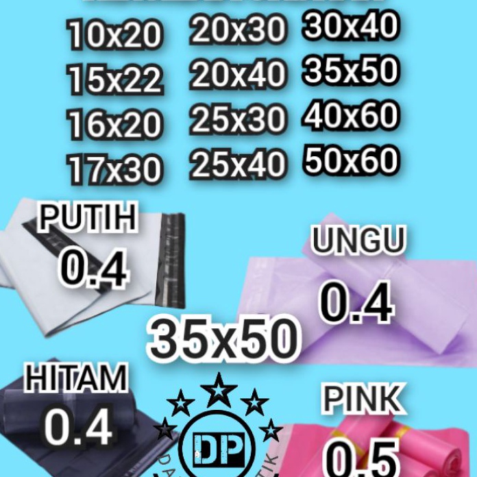 

FG2 Kantong Plastik Packing HD PE 35x5CM Olshop Polymailer Hitam Putih Pink 35x5 Amplop ungu 32x45