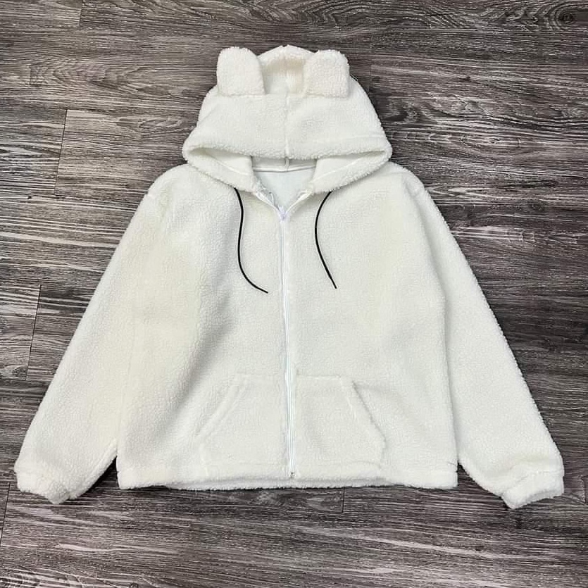 KODE C9G COD Sweater Hoodie Zip Cute Sherpa Bulu Domba
