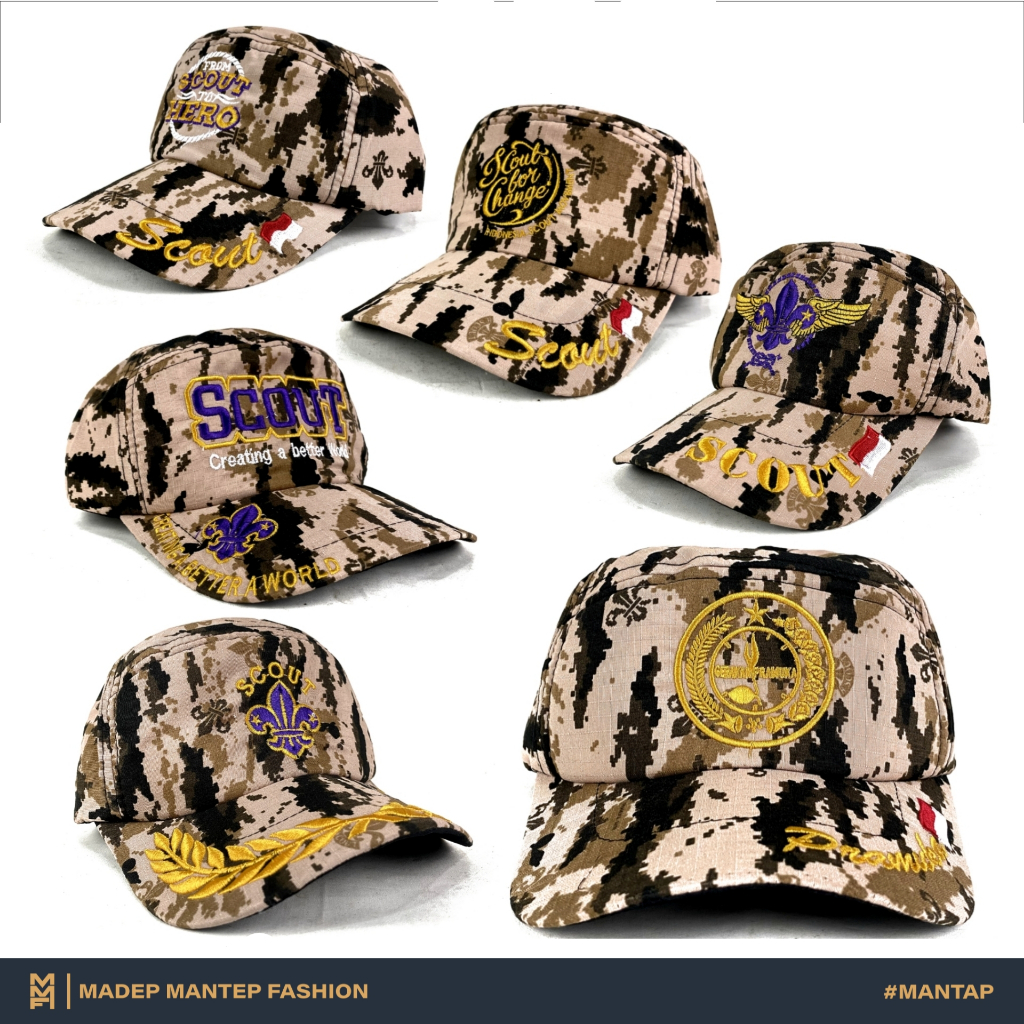 Topi Pramuka Loreng Bordir Topi Loreng Pramuka Topi Kegiatan Pramuka Topi Pramuka Pembina MMF