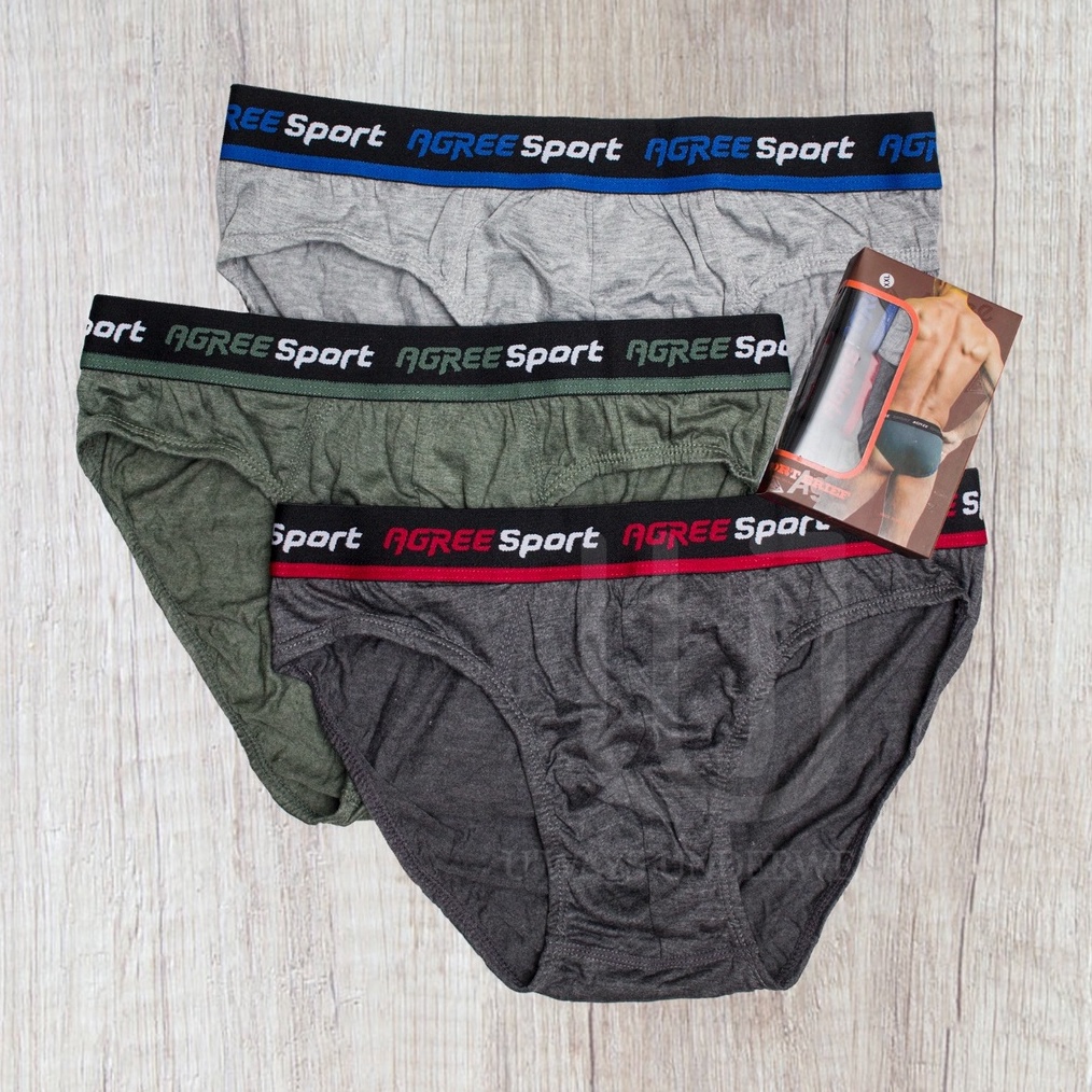 KODE Q65P Celana Dalam Agree Sport 1 Box Isi 3 Pcs  Celana Dalam Pria  Cd Pria Big Size  Celana Dala