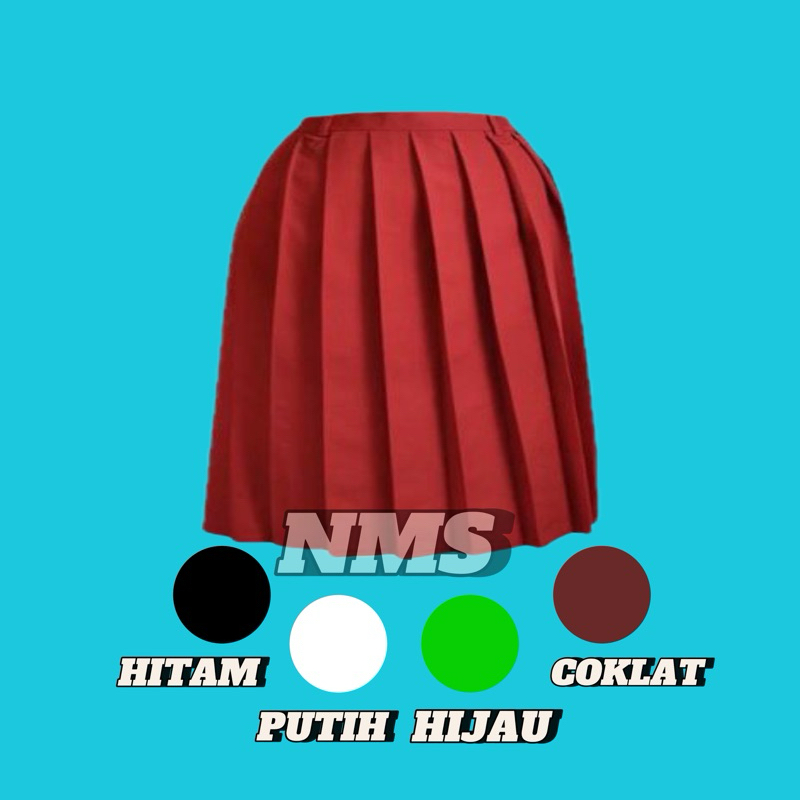 Rok Rempel Pendek Sekolah SD Warna Coklat Putih Merah hitam hijau
