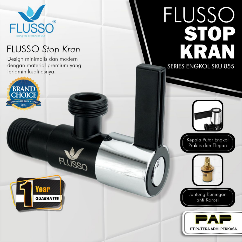 Stop Kran Single 1/2 Jantung Kuningan FLUSSO | Kran Wastafel Cuci Piring | Kran Closet 593