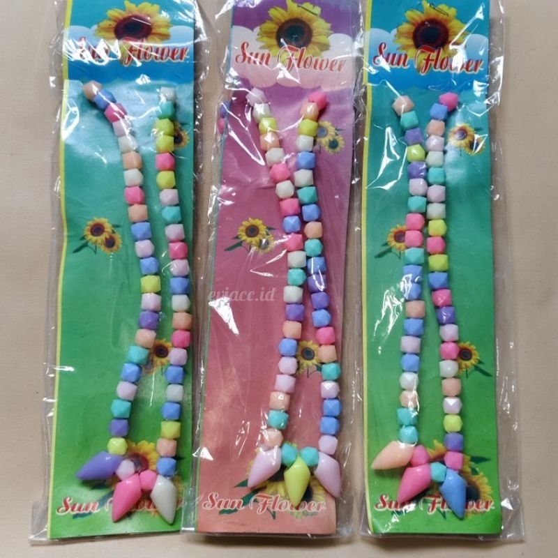 KALUNG ANAK PEREMPUAN MANIK WARNA / KALUNG SET MANIK BABY / KALUNG BABY