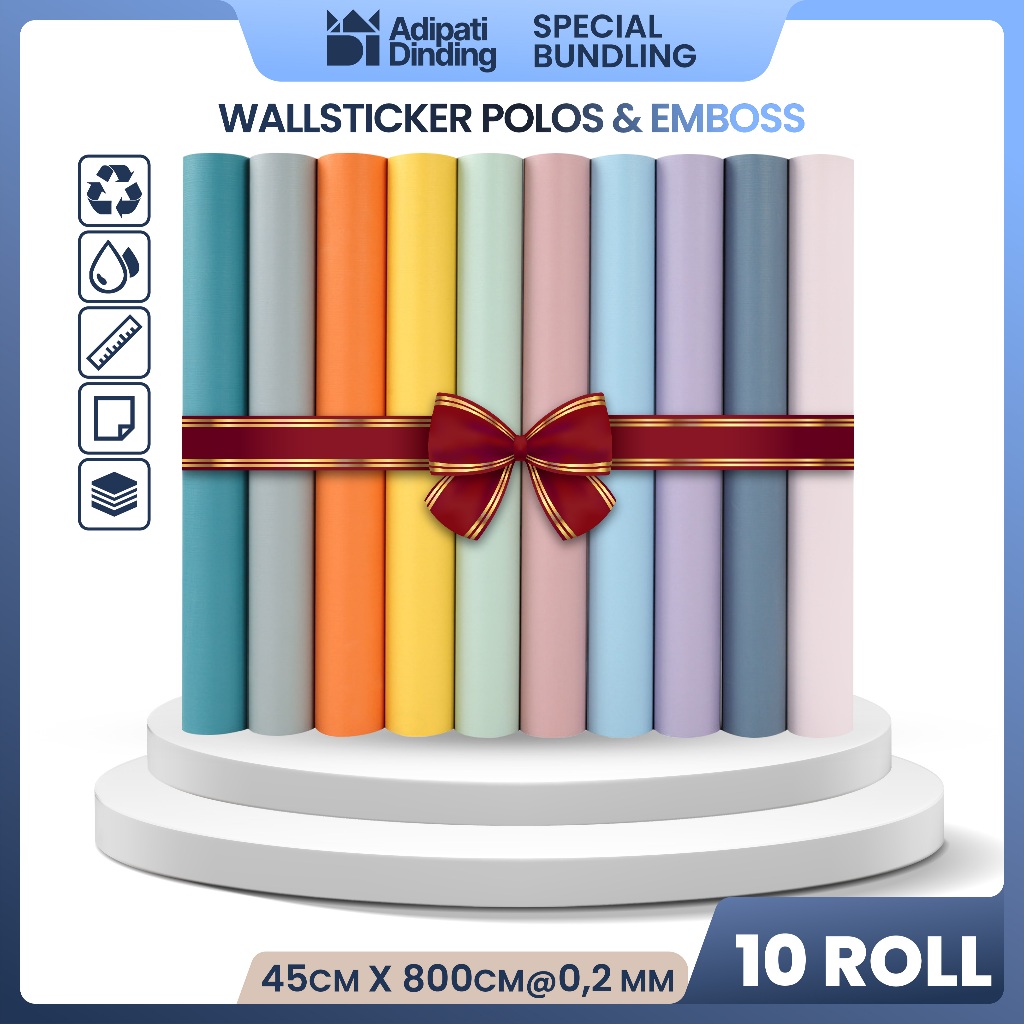 BUNDLE  PAKET 10 ROLL/PCS WALLPAPER DINDING MOTIF EMBOSS ALL VARIANT UKURAN PER ROLL 45CM X 7,5-8,5M