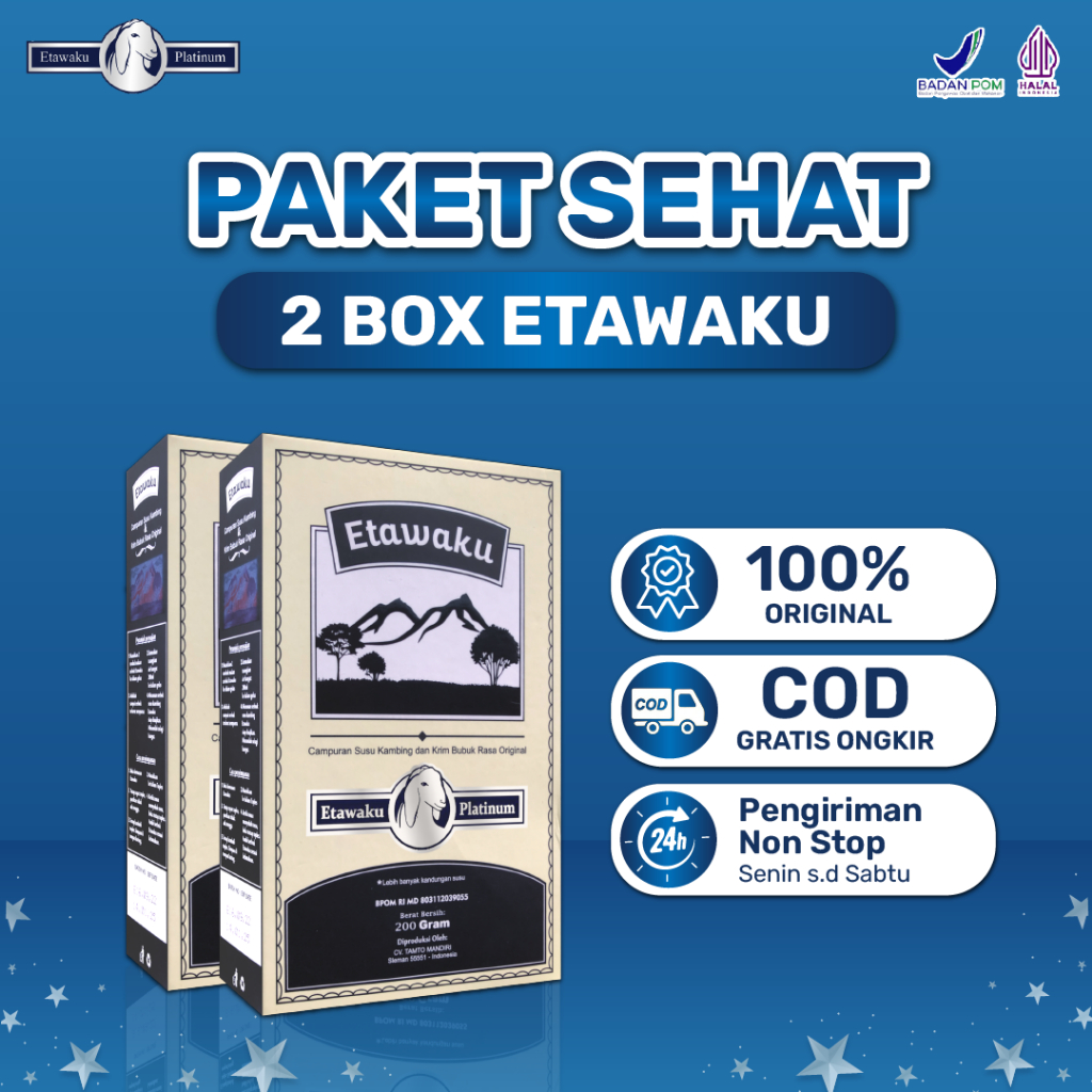 

Paket 2 Box Susu Etawaku Platinum Susu Kambing Etawa & Krimer Nabati Solusi Atasi Masalah Pernafasan