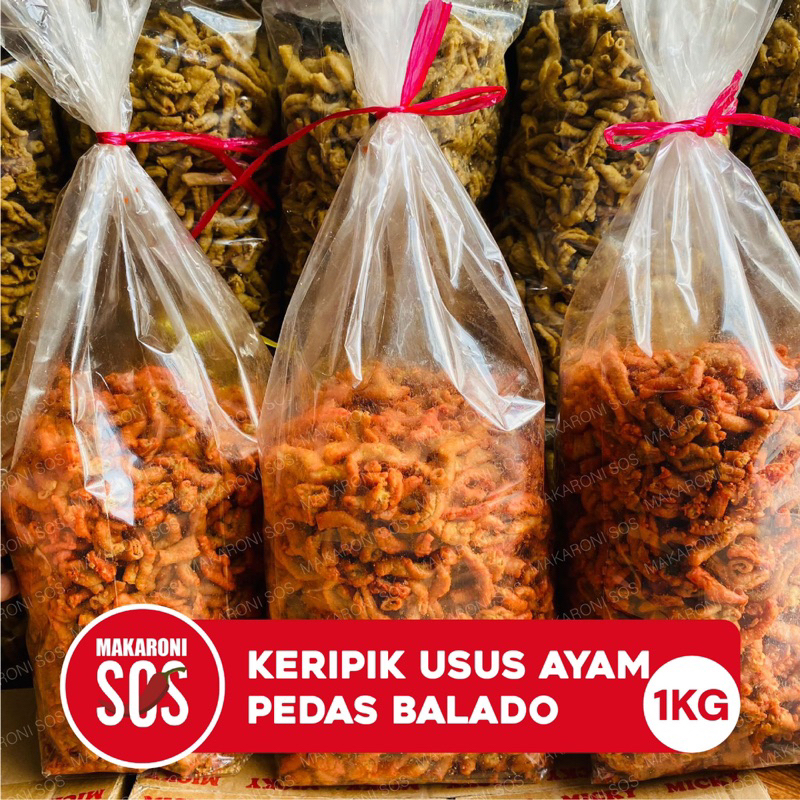 

Keripik Usus Ayam Rasa Balado 1KG Kripsus Keripik Usus Ayam Pedas Manis Balado Renyah Gurih Keripik