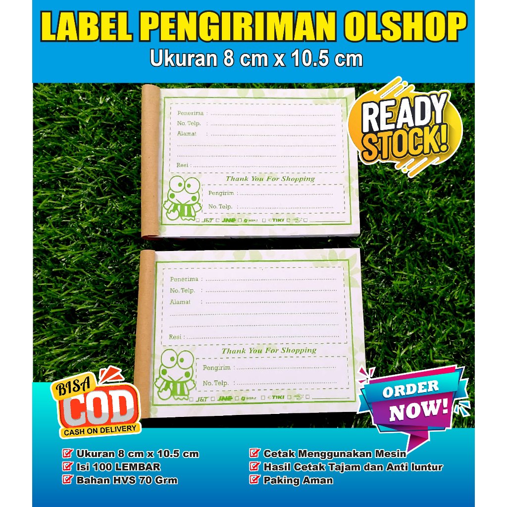 

label pengiriman isi 100 lembar/ label pengiriman olshop motif keropi