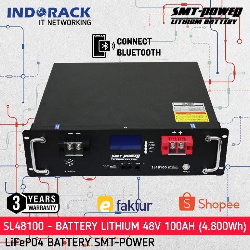 SL48100 - RACKMOUNT BATTERY LITHIUM 48V 100AH ( 4800Wh ) Baterai LiFePO4 SMT-POWER