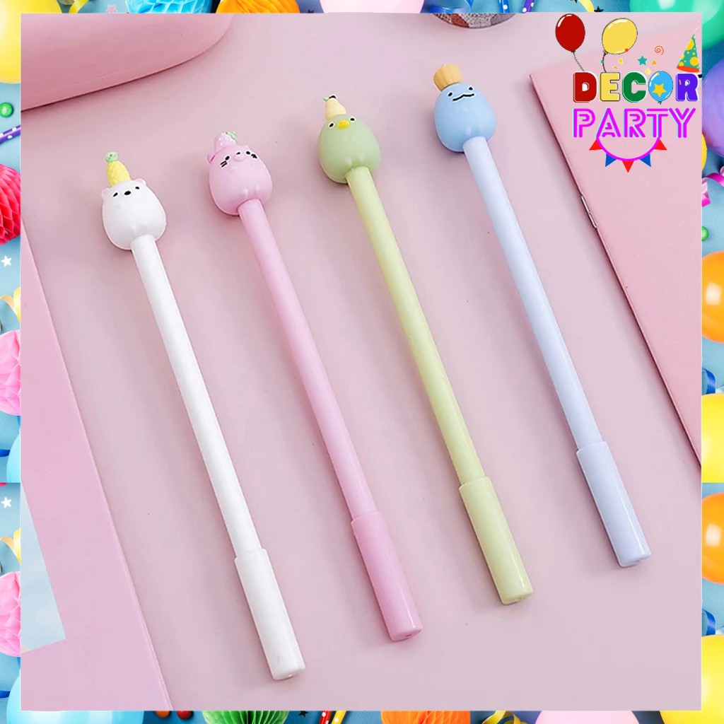 

DP Pena Karakter 3D Hewan Cute Tinta Hitam Model Animal Buah Pen Ujung Lancip Karakter Lucu
