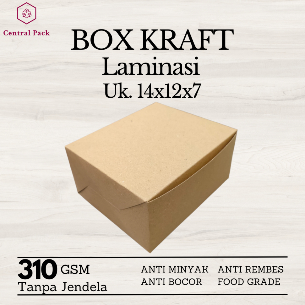 

Lunch Box Paper Kraft Tanpa Laminasi Jendela 14x12x7