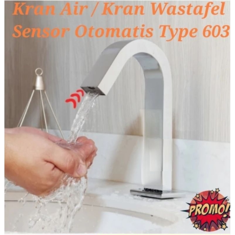 Kran Air / Kran Wastafel Angsa Square Sensor Otomatis Type 603 Tinggi 23 CM