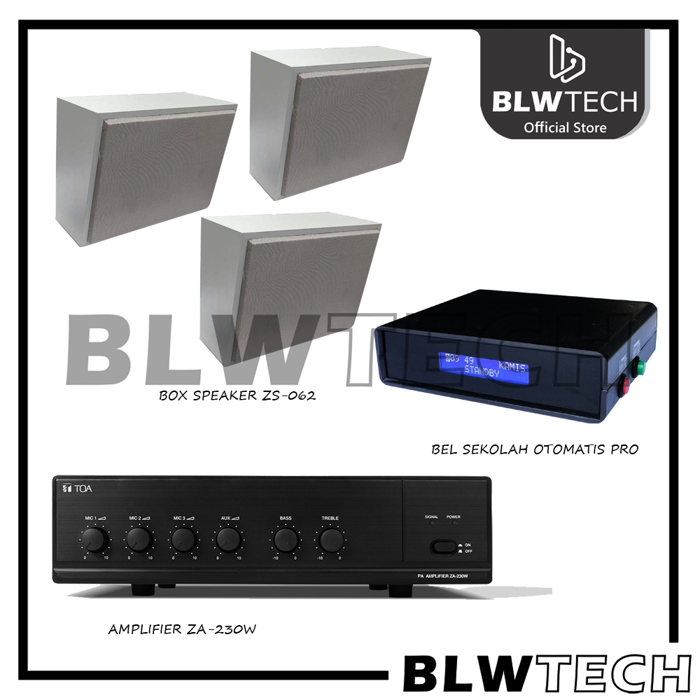Paket Lengkap Amplifier - 3 Speaker Indoor - Bel sekolah Custom Pro