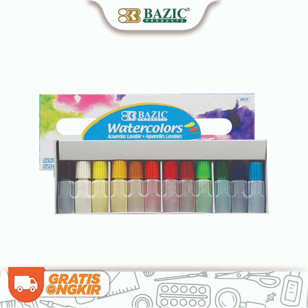 

Bazic Watercolors 12 Color - Cat Air 12 Warna