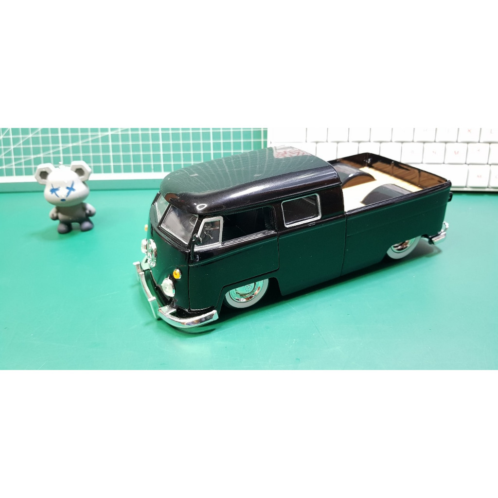 jada 1963 volkswagen bus pickup black diecast 1 24
