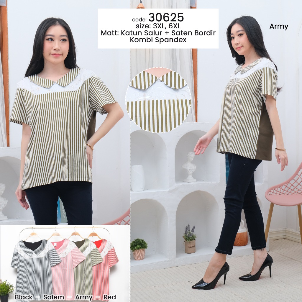 CUBIC Blouse Katun Kaos Pendek Semi Stretch Wanita 30625