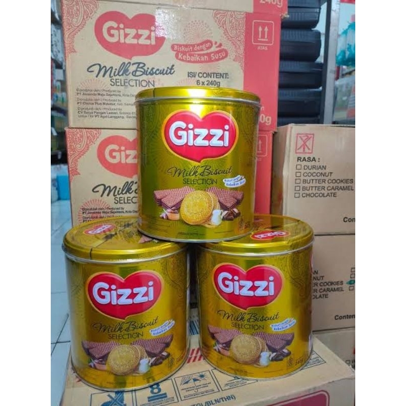 

Gizzi 240gr Milk Biscuit Selection Aneka Biskuit Wafer Krem Coklat Dengan Kebaikan Susu Gizi Kemasan Kaleng Festive