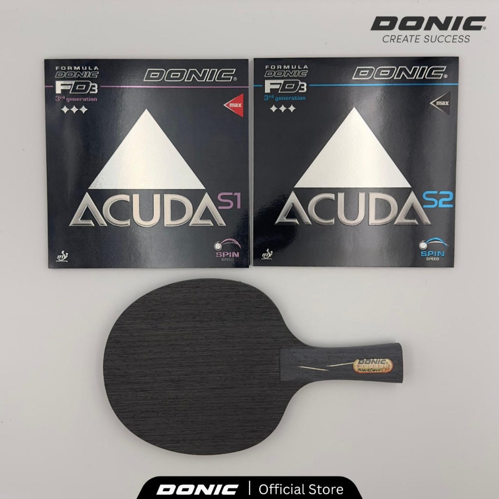 DONIC - Bat Pingpong Donic Waldner Black Devil plus karet acuda Set