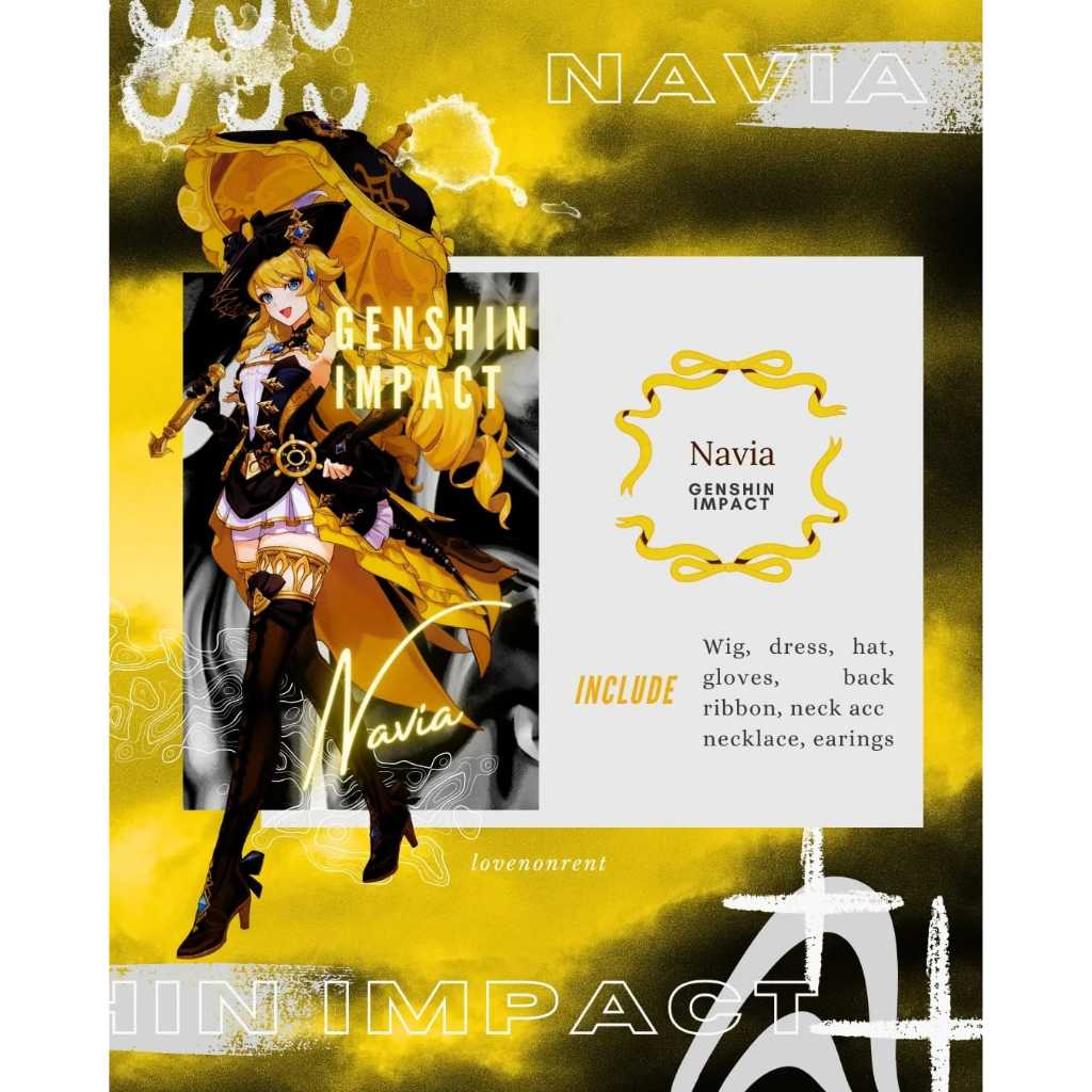 Genshin Impact Navia Costume Cosplay Rental Fullset (Kostum Cosplay Genshin Impact Navia Sewa Fullse