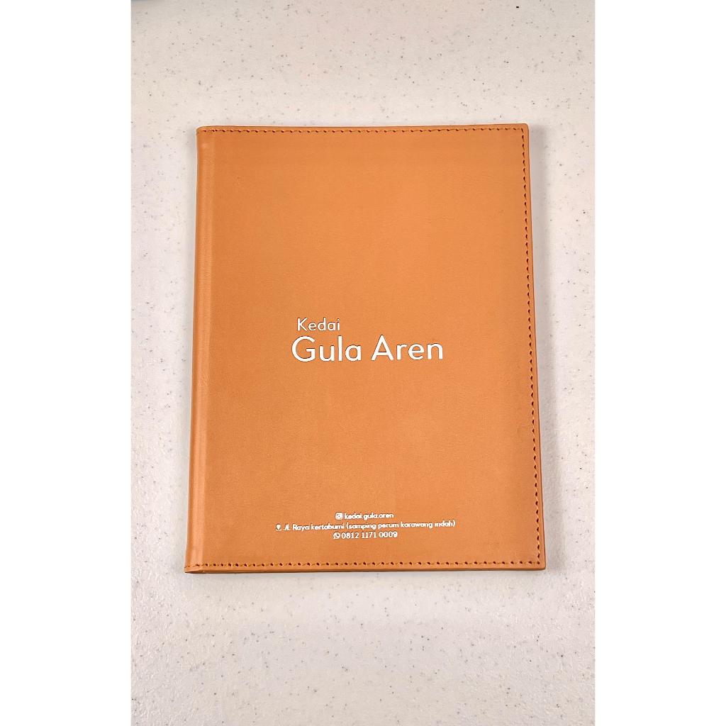 

CUSTOM BUKU MENU RESTORAN KULIT SIDE BY SIDE A4 MENU CAFE COFFEE SHOP