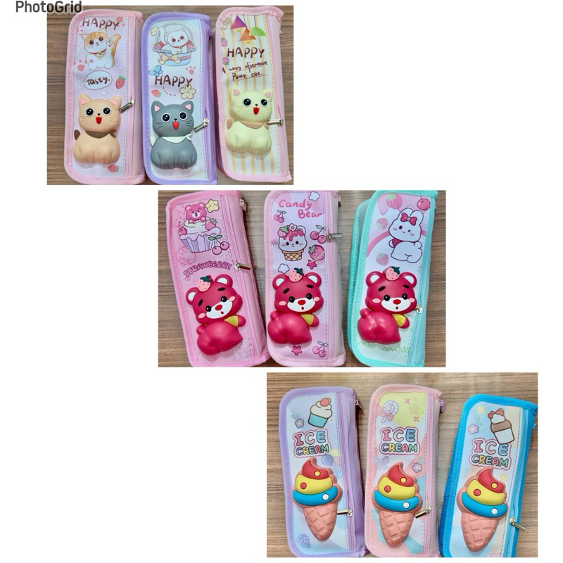 

kotak pensil timbul kotak pensil kucing kotak pensil beruang kotak pensil ice cream tempat pensil motif cewek