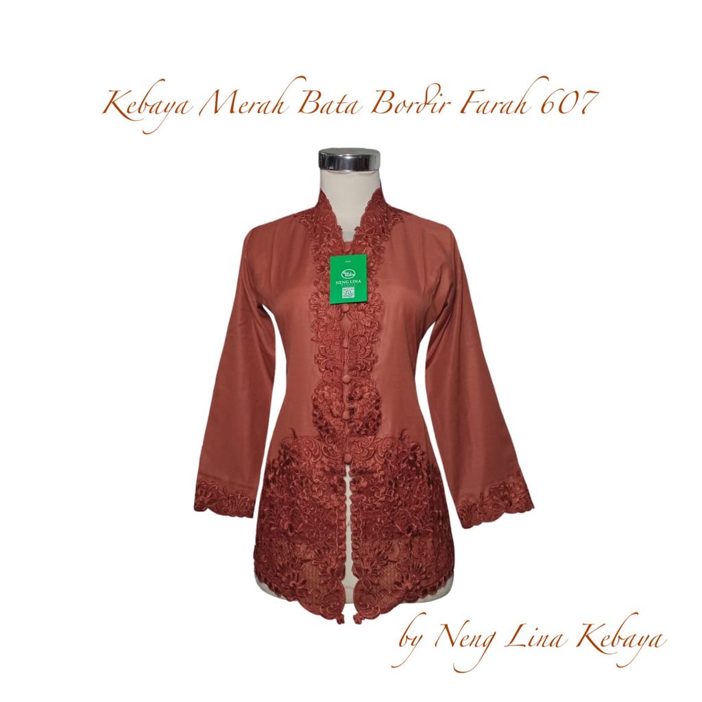 Kebaya Merah Bata Farah Bordir Encim 607