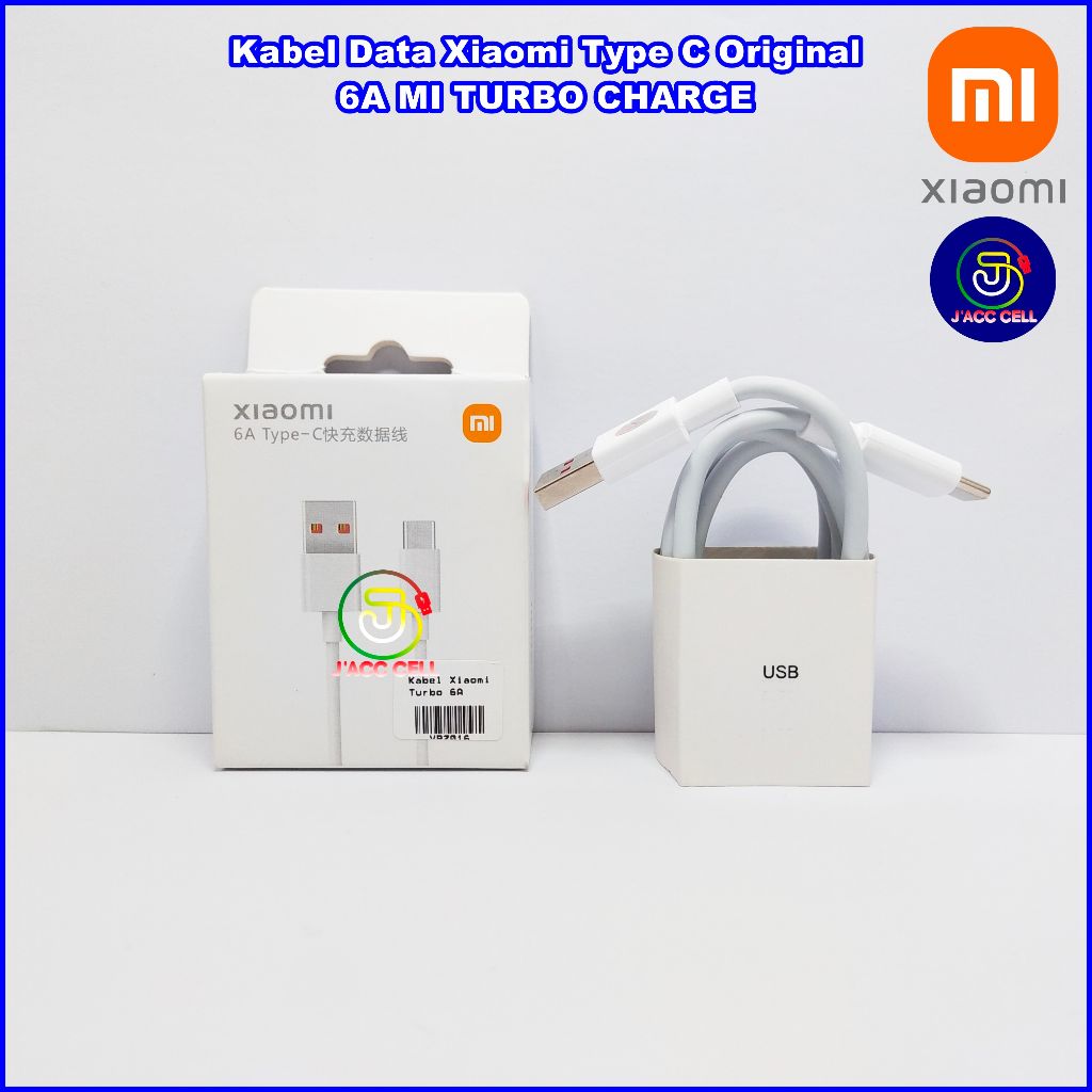 Kabel data Xiaomi 6A MI TURBO CHARGE Original Kabel Xiaomi Type-C 6A Turbo Charge Hyper Charge