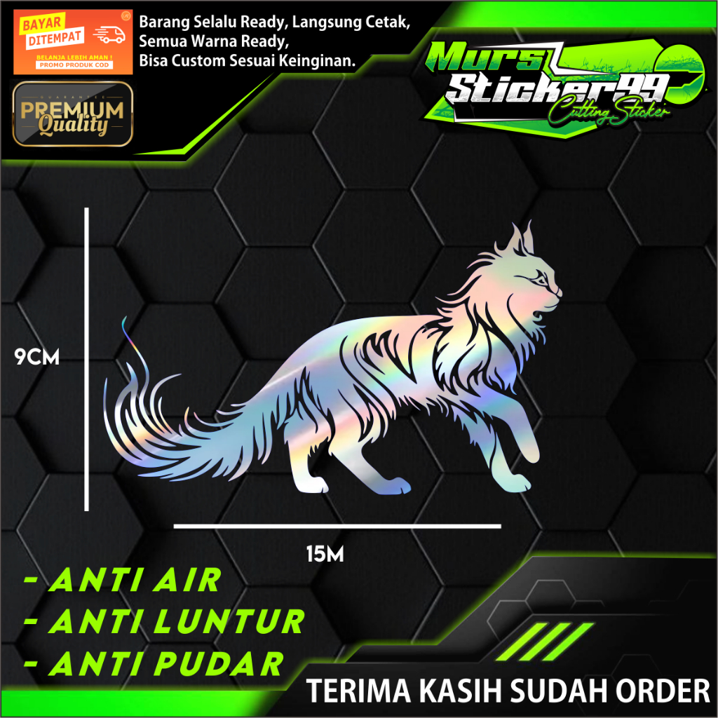Sticker Cutting KUCING ANGGORA Untuk Motor Dan Mobil