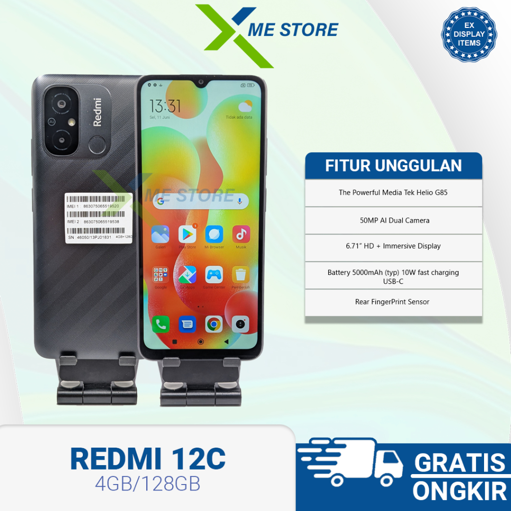 REDMI 12C 3/32GB, 4/64, 4+128GB EX DISPLAY / EX DEMO HP ONLY