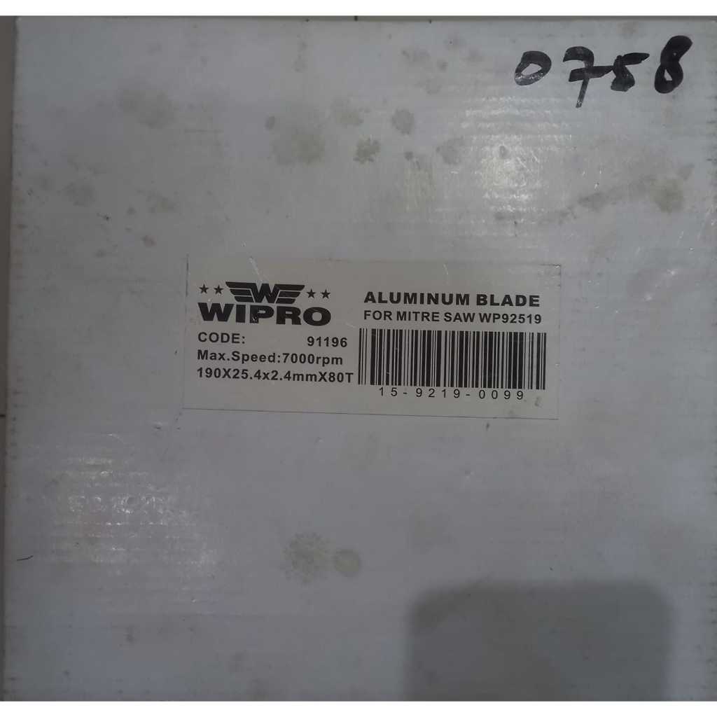 Circular Saw Blade Aluminium TH3 7,5 Inch x 80T CSA0758 WIPRO