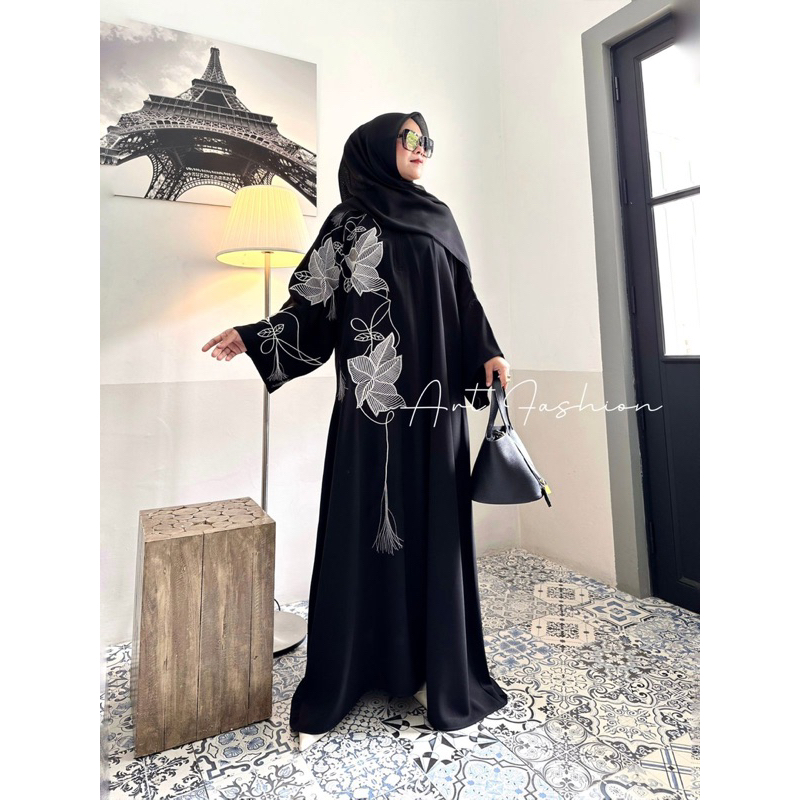 Abaya hitam bordir turkey abaya umroh Jumbo