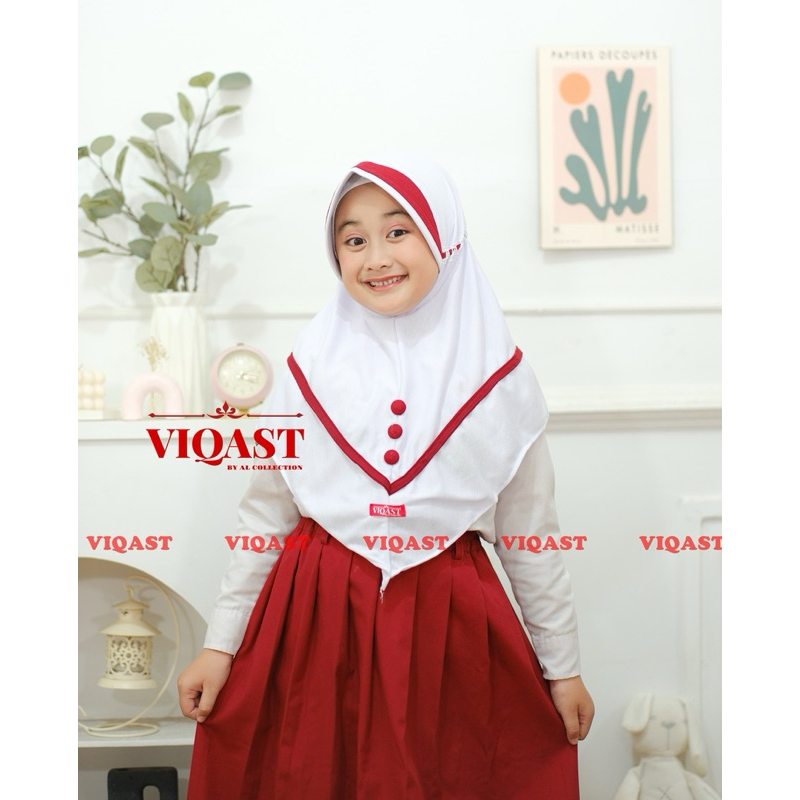 Hijab Anak sekolah Serut Ayumi 6-10 Tahun kaos premium Jilbab anak sekolah Instan Putih Kerudung ana