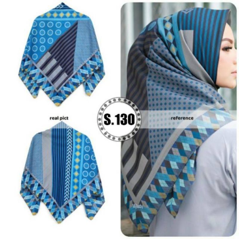 Hijab Motif Voal Premium Segi Empat Terbaru/Jilbab Motif(nabila biru)