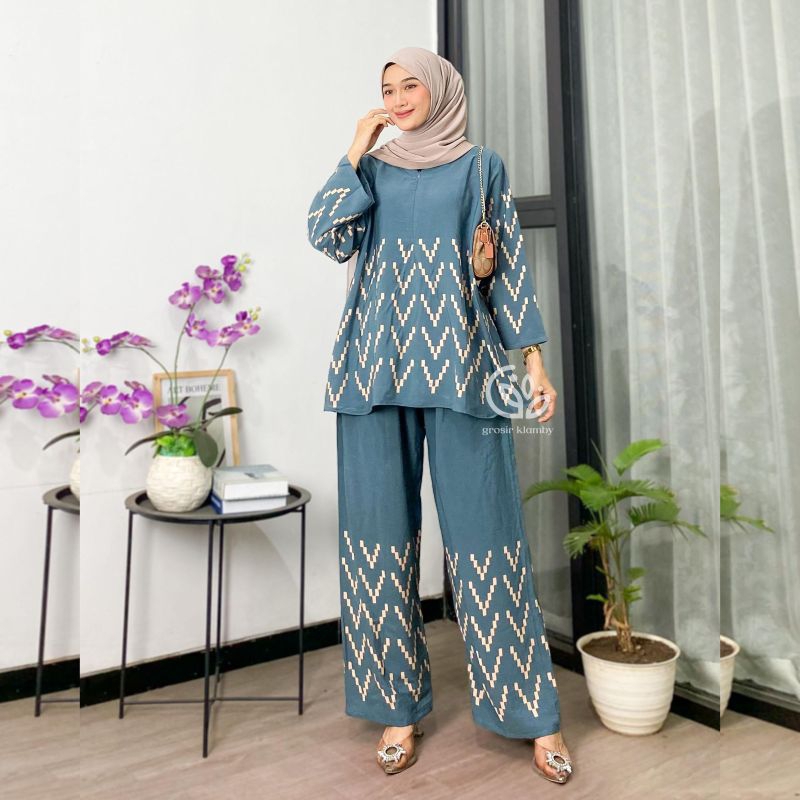 one set tunik ketupat/one set ketupat/set ketupat/one set tunik rayon/Daster Celana/Daster Rayon/kaf