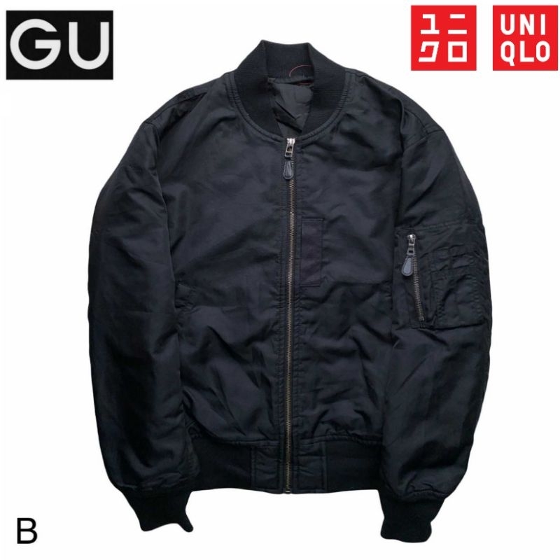 JAKET BOMBER GU (UNIQLO) HITAM PEKAT size L