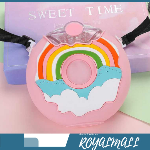 Botol Air Minum Donut Water Bottle Straw BPA Free 380ml / Botol Donat Air Minum Anak Anak Kecil Vira