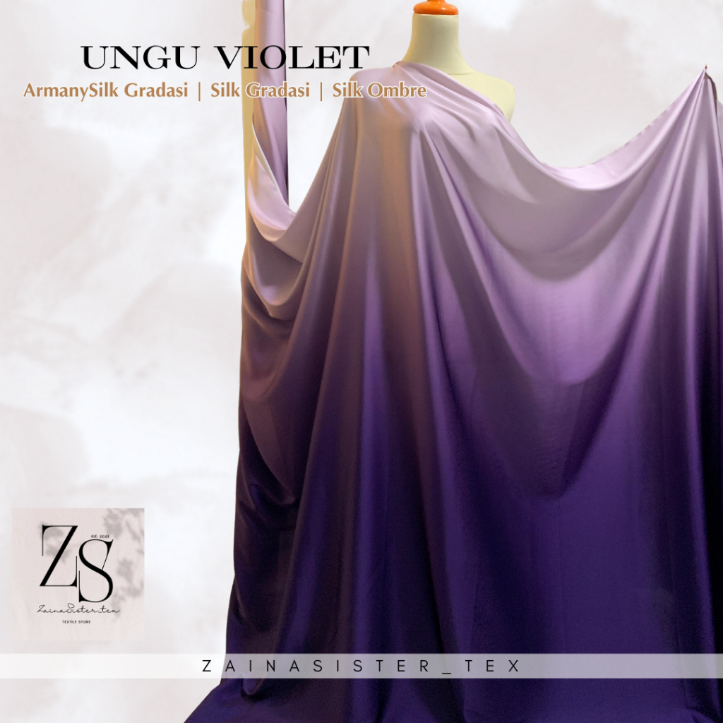 1/2 meter Bahan Kain *RMN* Silk Gradasi Two Tone/Silky Premium Import High Quality Warna Ungu Violet