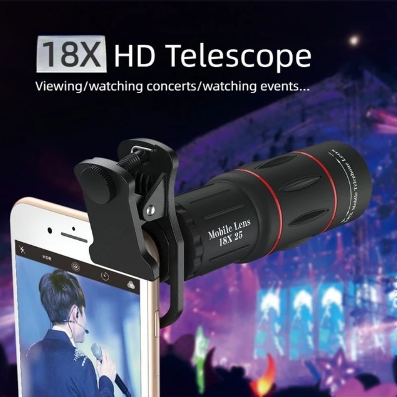 Apexel 18x Kamera Teleskop Handphone Lensa Tele Zoom Hp Lensa HD Kamera Stabil