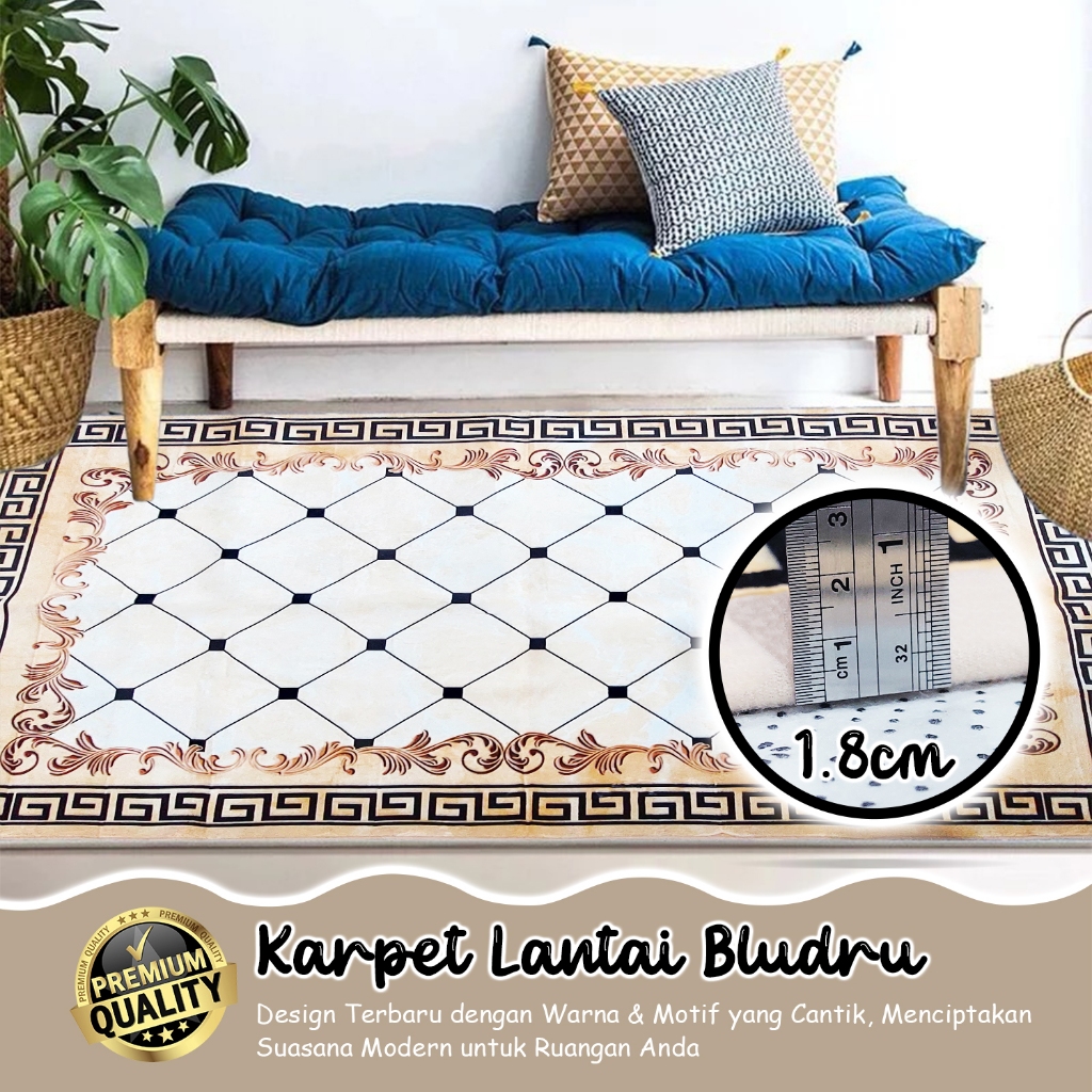 Karpet Ruang Tamu - Karpet Lantai Terbaru Bahan Bulu Bludru + Anti Slip Ukuran Besar 200 cm x 150 cm