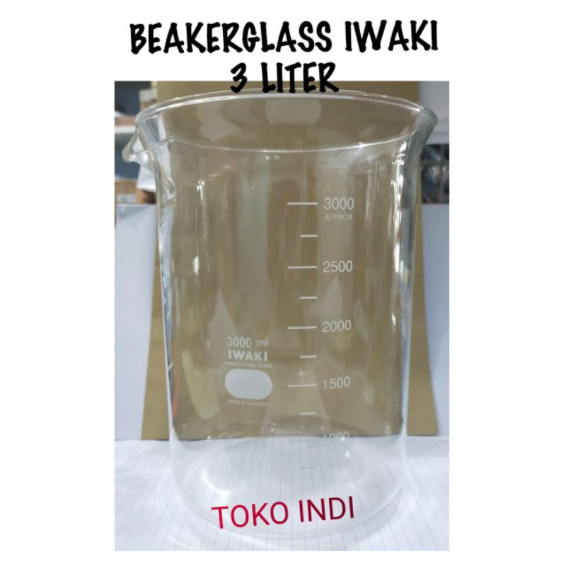 Beaker Glass IWAKI 3000 ml/Gelas Kimia/Beakerglass