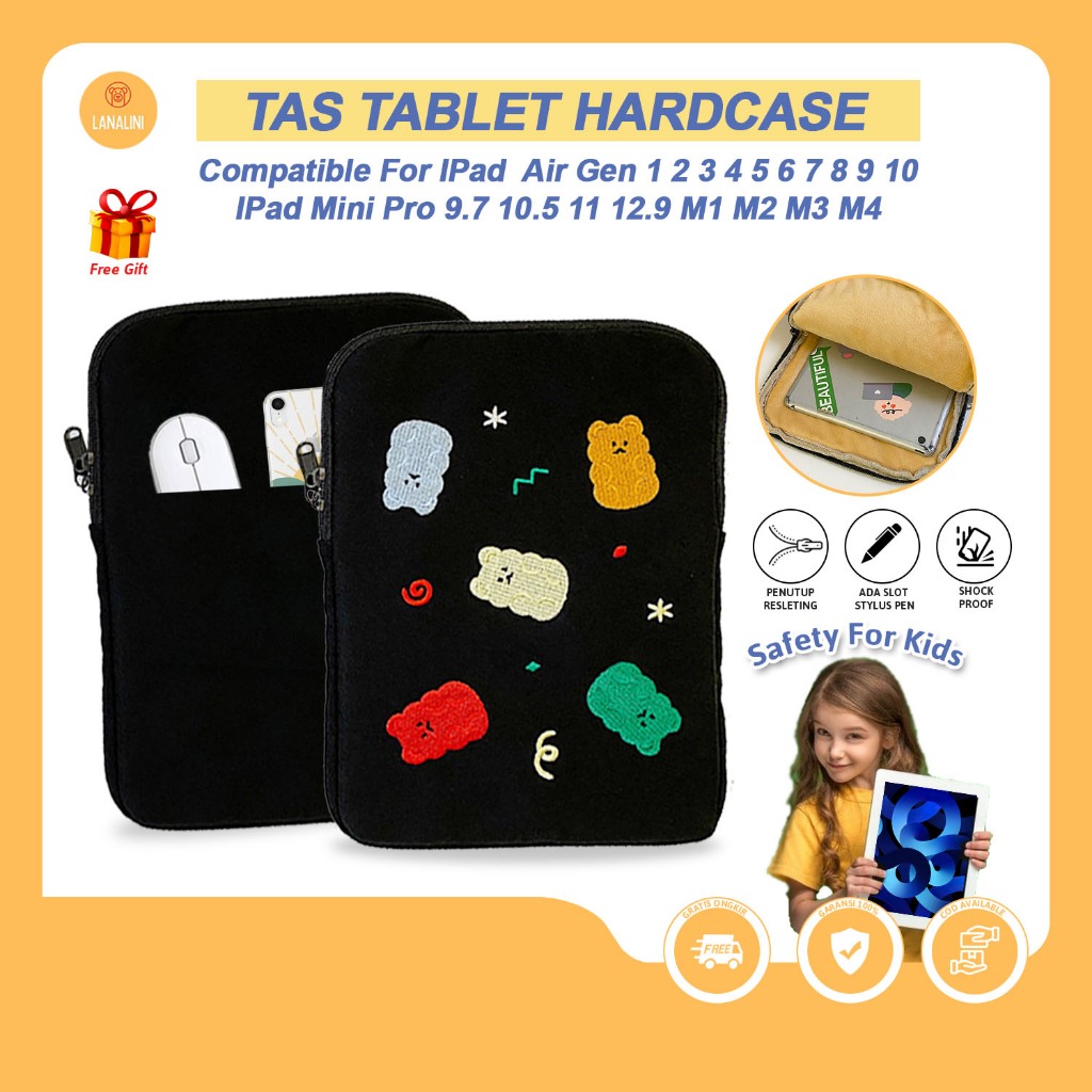Sleeve Pouch iPad Mini 4 5 6 7 8 9 AIR PRO 11 M1 M2 M3 M4 M5 Slot Organizer Tas Tab Apple Sarung Tab