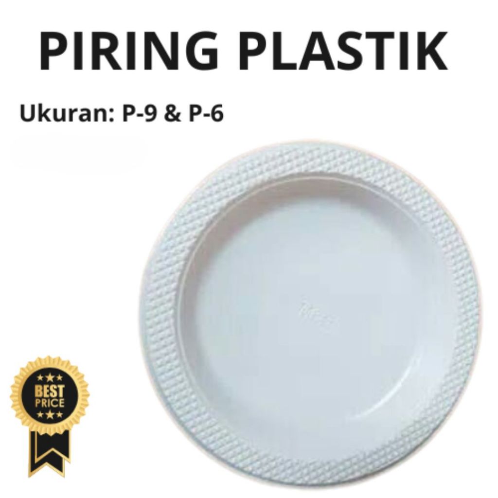 Piring Plastik Putih P-6 P-9/Piring Makan Plastik isi 50pcs