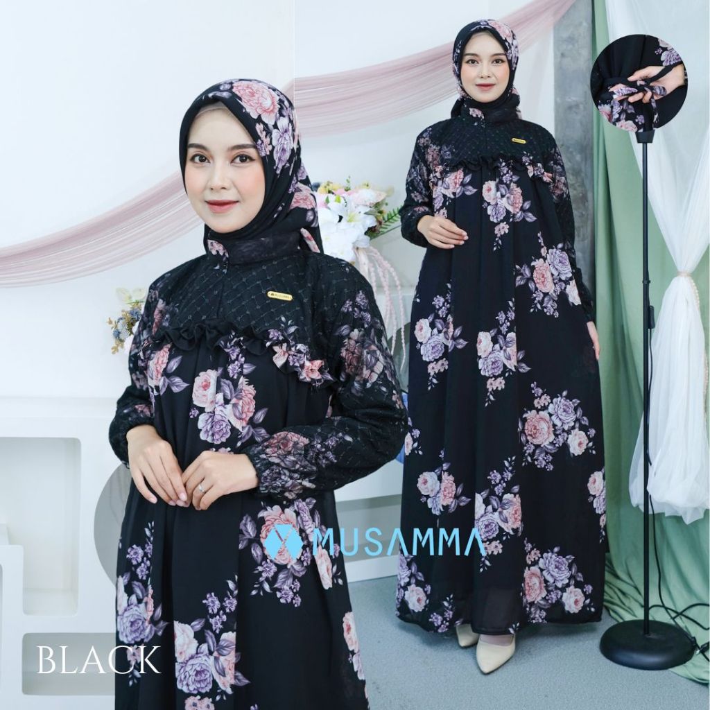 ANJANI DRESS - Dress Ceruty Furing Busui dan Wudhu Friendly FREE Kerudung SegiEmpat