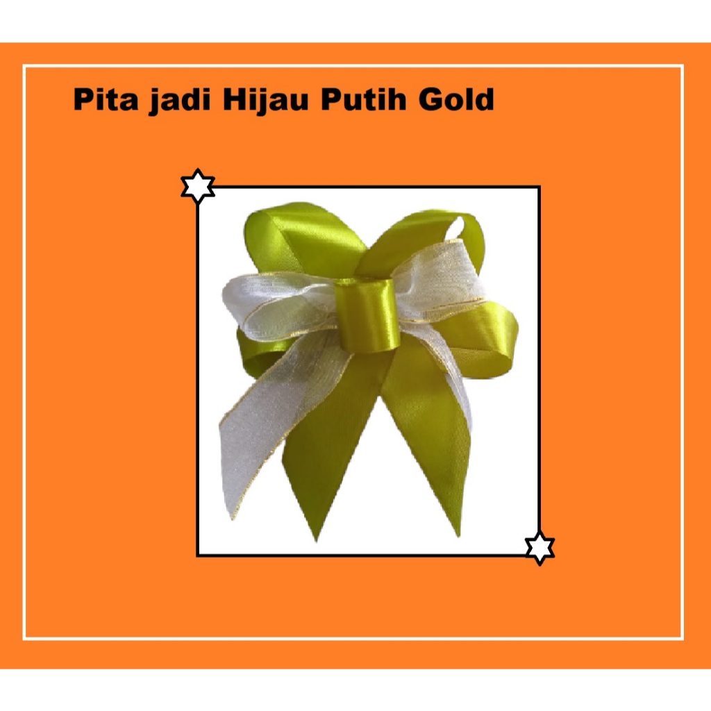 

Pita Jadi Warna Hijau Putih Gold/pita Hampers/Pita Parcel/Pita Kado