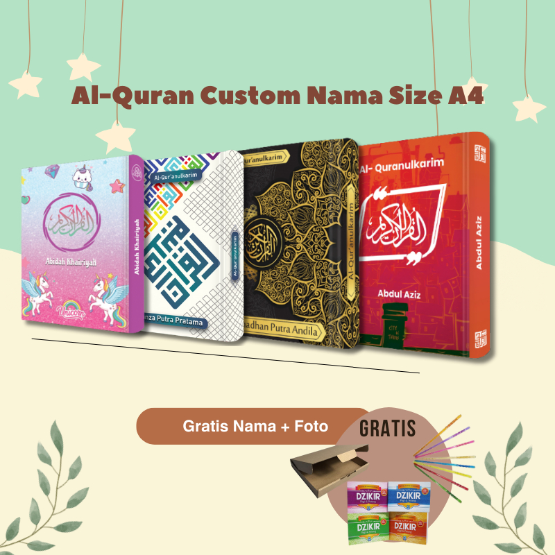 Al Quran Custom Nama ukuran A4 & A5 terjemahan - non terjemahan - quran custom nama