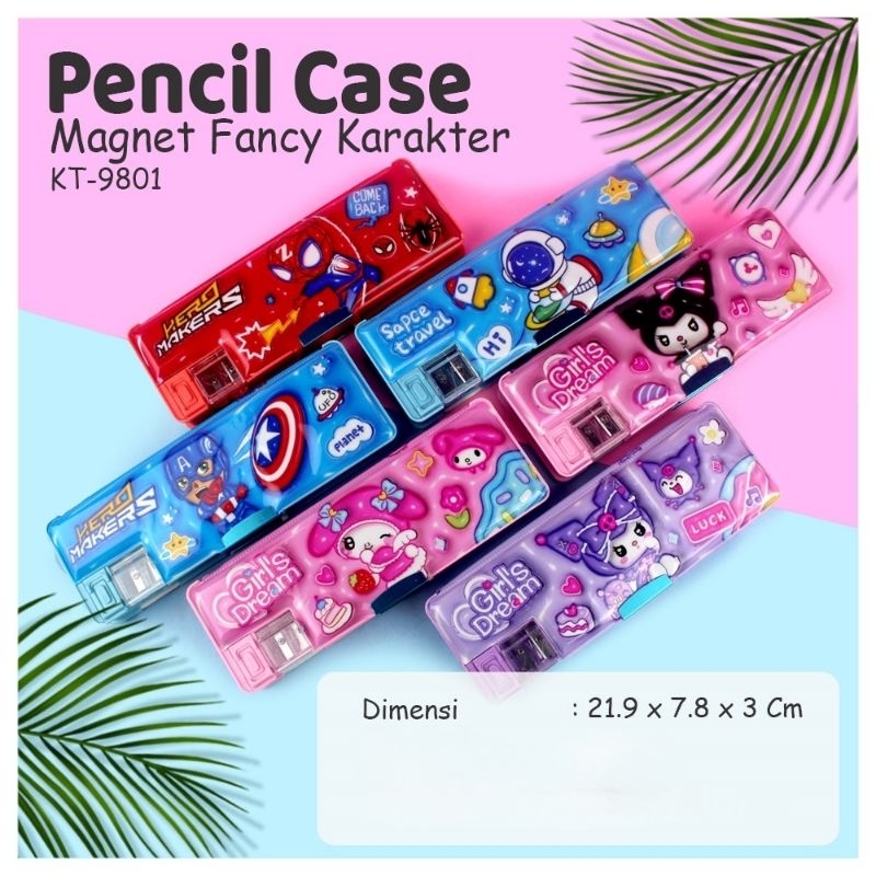 

tempat/kotak pensil/tepak/pencil case magnet + rautan fancy bolak balik KT 9801