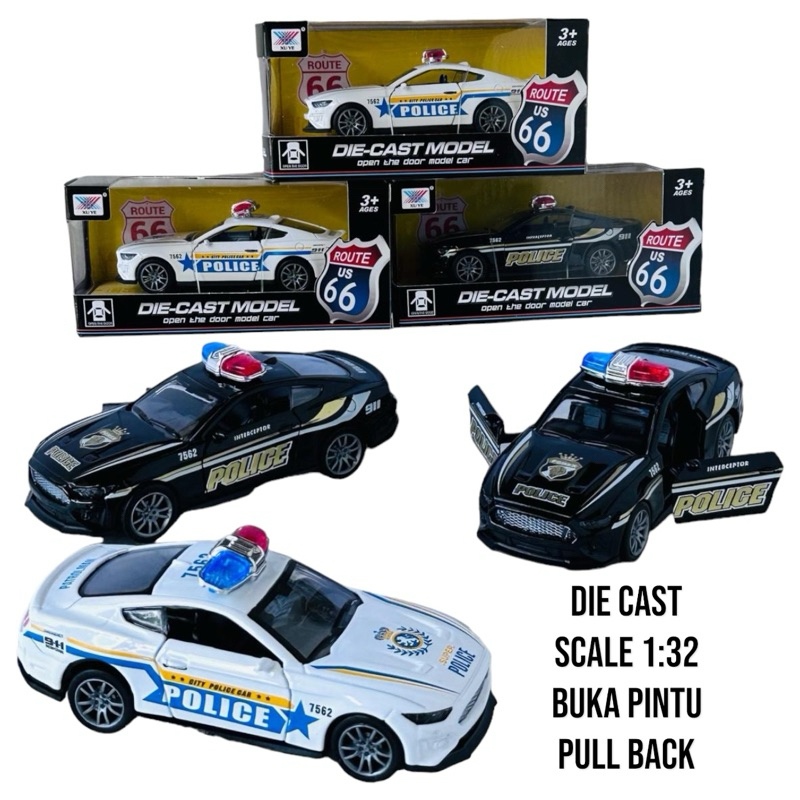 DIE CAST MODEL MAINAN  MOBIL POLICE CAR MINATUR MOBIL BESI POLISI BISA BUKA PINTU