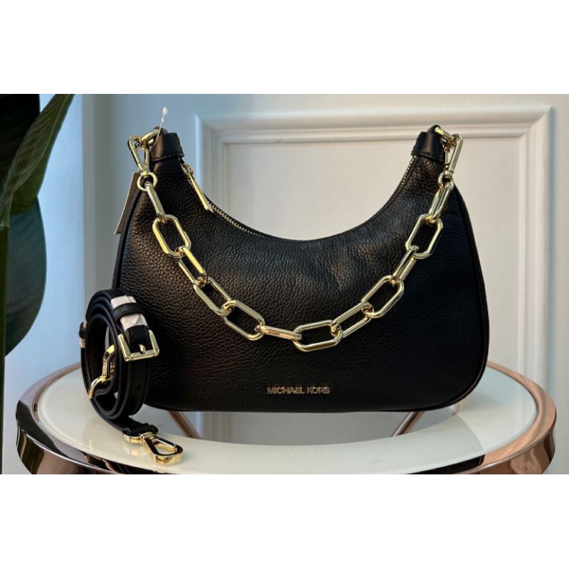 tas mk bag cora large zip pouchette black ghw original