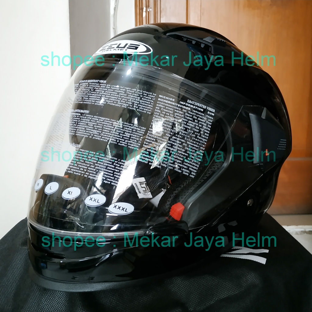 HELM ZEUS 611C ZS-611C modular HItam METALIK 2in1 HALF FACE/FULL FACE