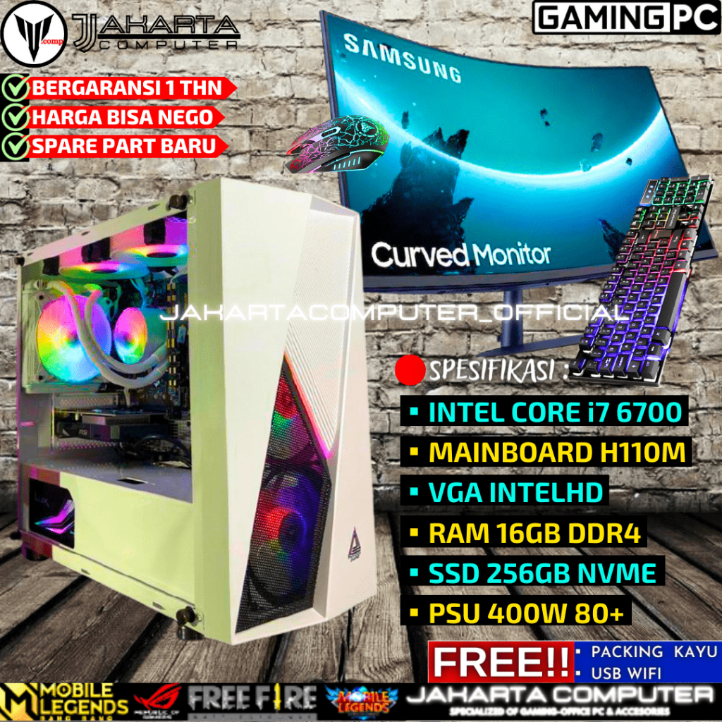 PC CPU I7 KOMPUTER FULLSET SIAP PAKAI GAMING DESAIN EDITING ADMIN OLSHOP KASIR KANTORAN S29
